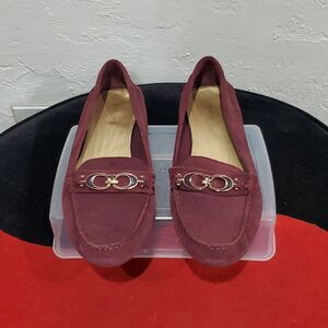 Coach Fortunata Suede Loafers in Burgundy Size 7.5